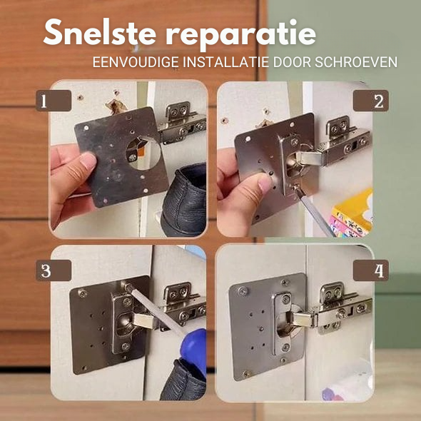 Reparatieplaat voor deurscharnier