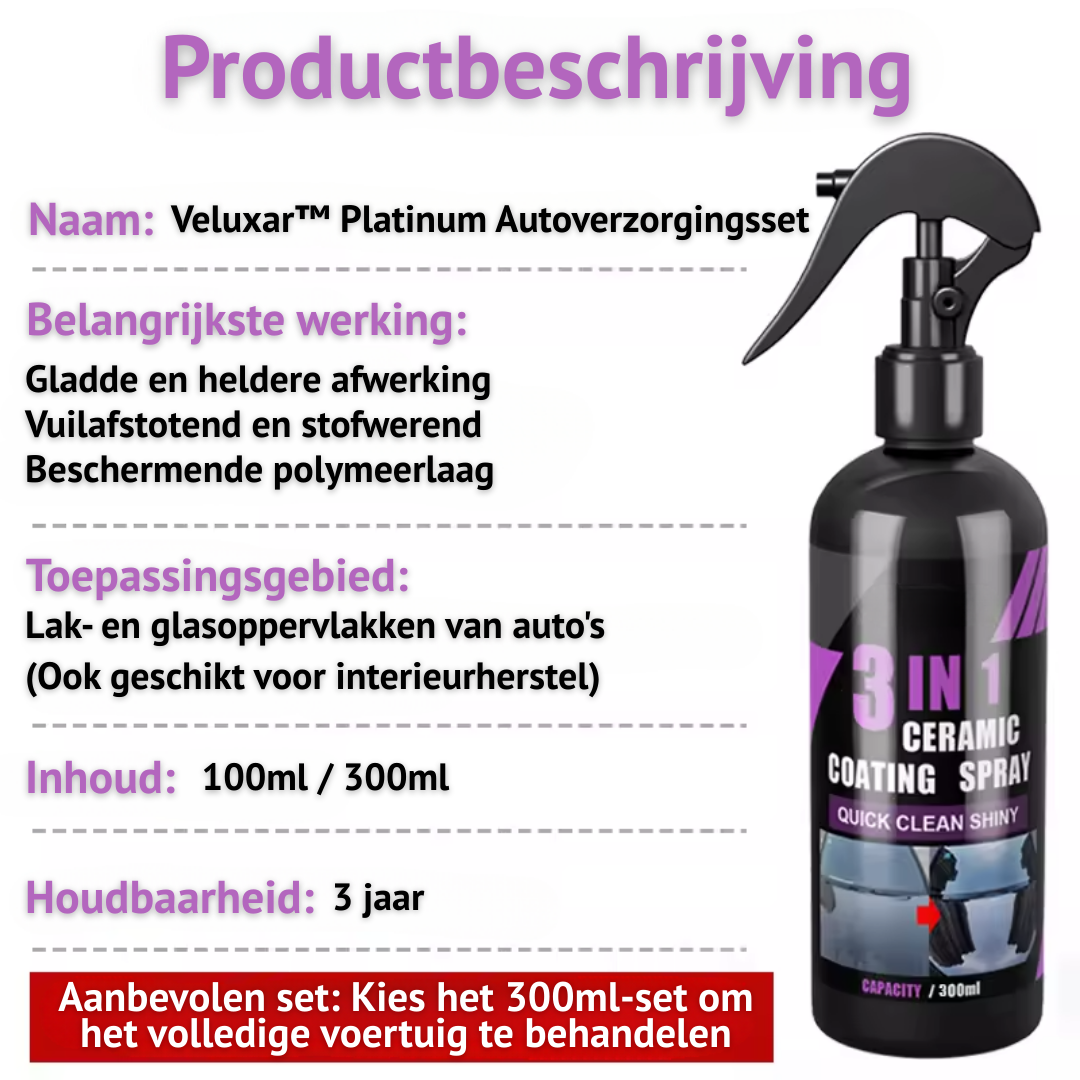 Veluxar™ Platinum Autoverzorgingsset
